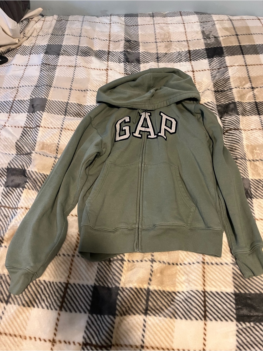 GAP Olive Green Hooded Zip Sweatshirt Vest